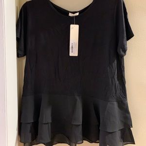 Yelete black top with chiffon ruff